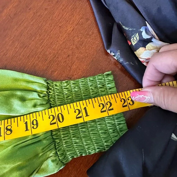 All Saints SZ 0 The‎ Estelle Green  Long Sleeve V-Neck asymmetrical midi dress - Picture 12 of 16